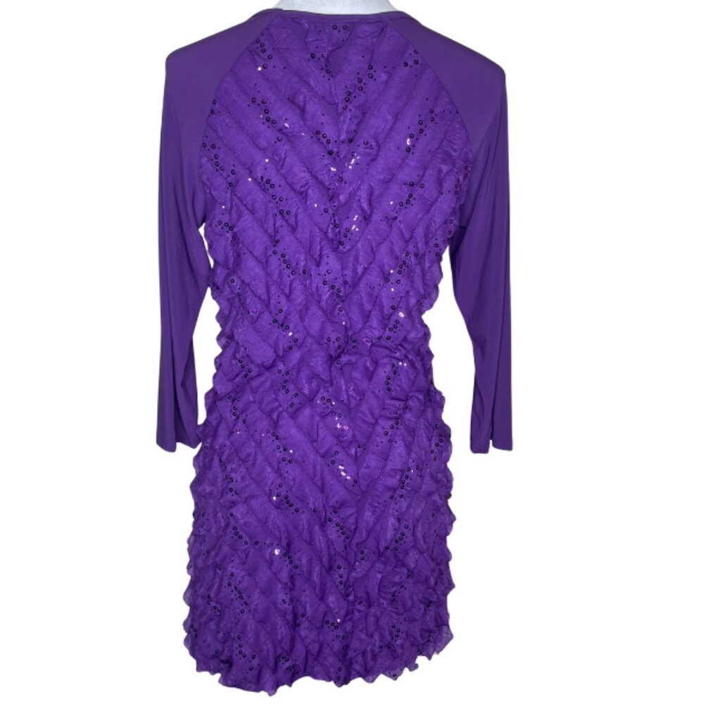 Antthony Originals Whimsigoth Purple Ruffle Mini Dress Sequin Sparkle Medium - Picture 4 of 12